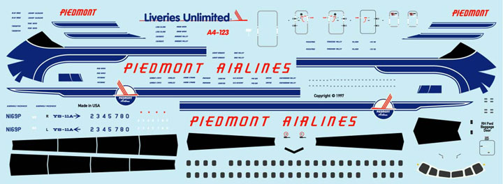 Piedmont first livery NAMC YS-11A 1/144 airliner decals for Hasegawa kit