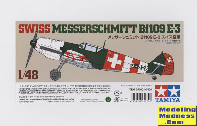 Tamiya 25200 Swiss Messerschmitt Bf109 E-3 1/48 Scale Kit for sale online