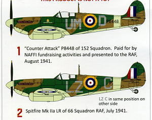 3D-Kits 1:72 Spitfire Mk II Conversion Set 72-C001-B Tamiya etc. Airfix 