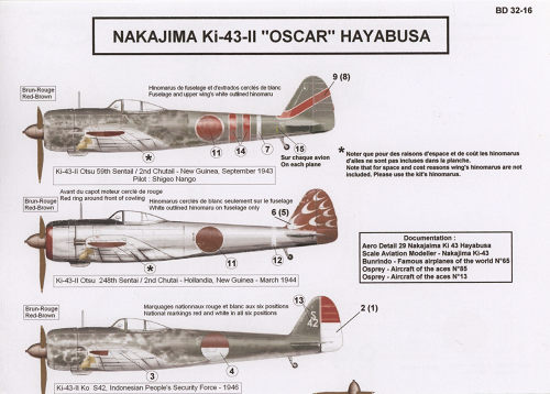 Berna Decals 1/32 NAKAJIMA Ki-43-II HAYABUSA OSCAR Japanese Fighter 