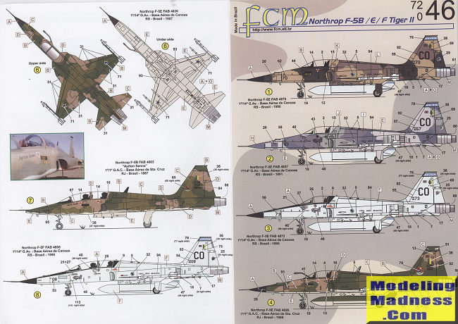 # 72046 FAB FCM Decals 1/72 Northrop F-5B/F-5E/F-5F 