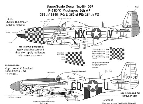 SuperScale Decals 1:48 North American P-51D F-6K Mustangs 431 FS/475 FG #48-818 