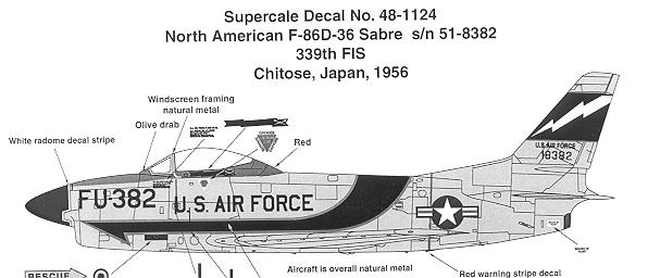 SuperScale Decals 1:48 F-86 D-36 Sabre 339th FIS #48-1124 