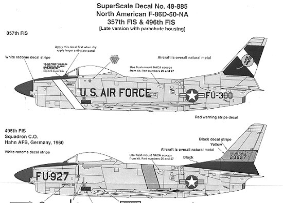 #48-955 SuperScale 1/48 decals F-86D Sabre Kirtland AFB 1954