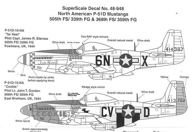 1:48 Decals Super Scale 48-820 N American P-51D Mustangs 77th & 79th FS New 