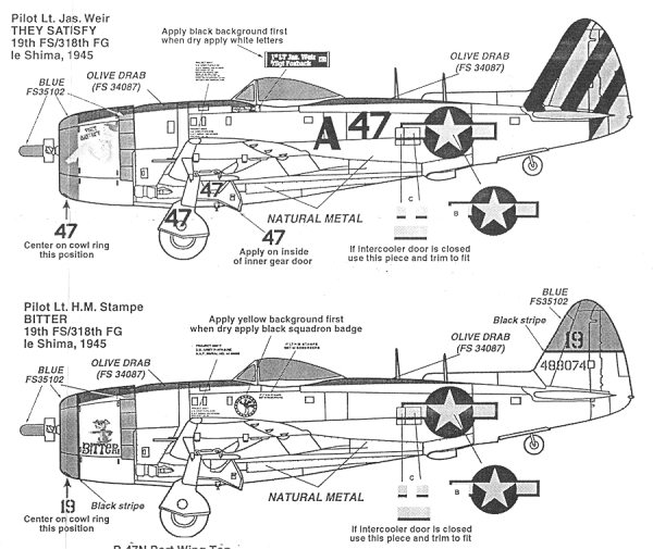 SuperScale Decals 1:48 P-47 N Thunderbolts 19th FS 318th FG #72-743 
